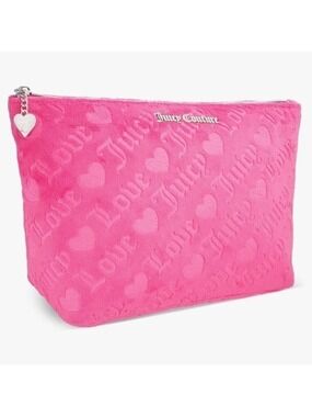 Juicy Couture Hot Pink Velvet XL Makeup Bag Pouch Y2K New